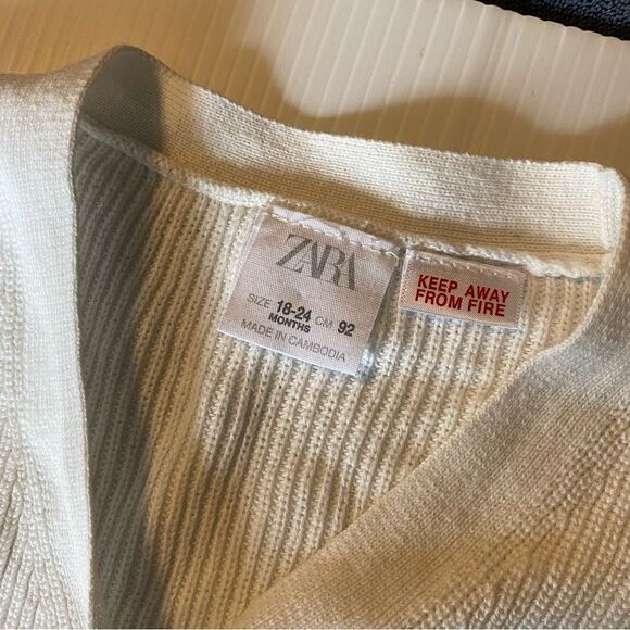 Zara Long sleeve button front Sweater Cardigan with pockets 100% cotton 18-24mo - Picture 6 of 6